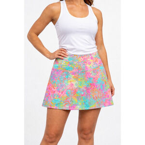 Dona Jo Surreal Tennis Skort Size 2 Pink Floral Pickleball Tennis Golf Active